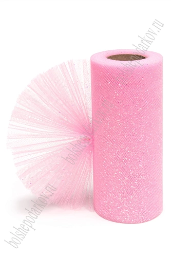 Фатин с блестками 15 см*25 ярд (SF-604) розовый №42