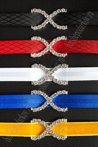 Пряжка декоративная со стразами 26*15 мм (5 шт) SF-2058, черный