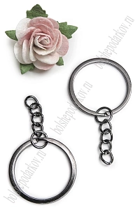 Кольца для брелоков с цепочкой, 30 мм (50 шт) SF-329, темное серебро