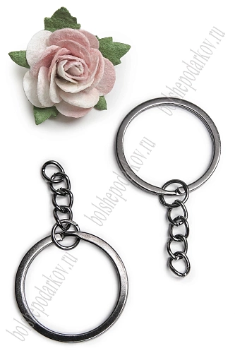 Кольца для брелоков с цепочкой, 30 мм (50 шт) SF-329, темное серебро
