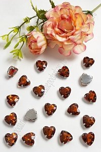 Стразы пришивные 12 мм &quot;Сердечко&quot; (10 шт) SF-3716, темно-коричневый №4