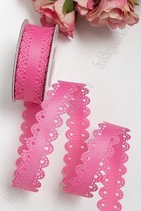 Лента репсовая с ажурными краями, 2 см (SF-3453) розовый №05