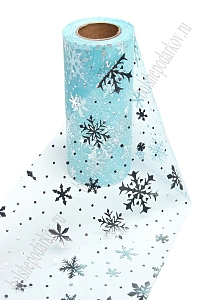 Фатин &quot;Снежинки&quot; 15 см*15 ярд (SF-3776) голубой/серебро №14