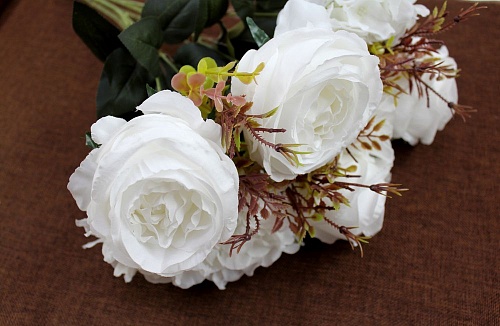Букет декоративный &amp;quot;Роза с гортензией&amp;quot; 55 см (SF-1549) белый