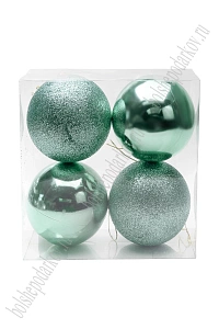 Набор новогодних шаров 10 см (4 шт) SF-8010, аквамариновый