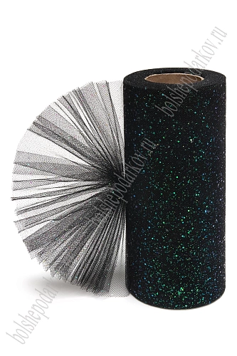 Фатин с блестками 15 см*25 ярд (SF-604) черный №12