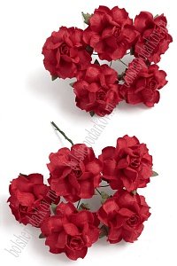 Тайские бумажные цветочки 3,5 см на веточке &quot;Розочка&quot; (10 шт) R21/12, красный