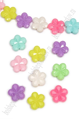 Бусины декоративные 15 мм &amp;quot;Цветочки&amp;quot; (500 гр) SF-7281, ассорти