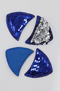 Патч 3D,  с двухсторон. пайетками &quot;Ушки&quot; 6*4 см (10 шт) SF-1880, синий