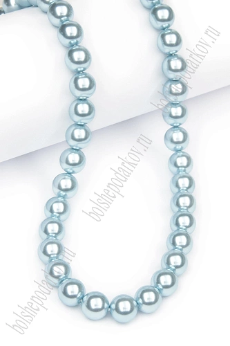 Бусины круглые на нитке 8 мм (SF-8069) жемчуг голубой