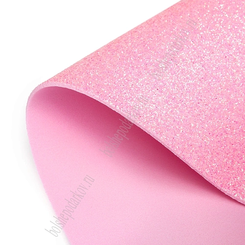 Фоамиран глиттерный А4, перламутровый 2 мм Premium (10 листов) SF-1956, розовый №3005
