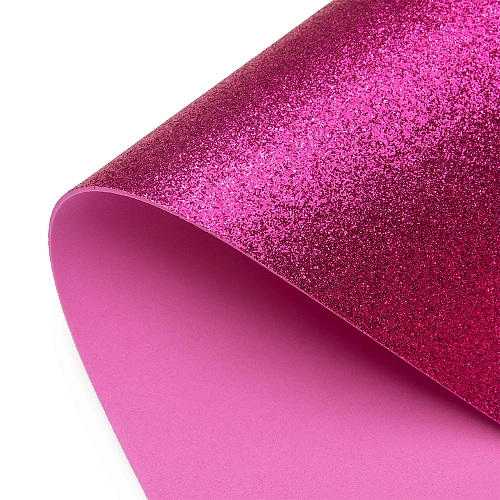 Фоамиран глиттерный А4, 2 мм Premium (10 листов) SF-1955, фукси №004