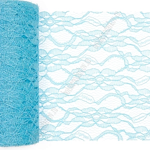 Фатин с узором &quot;Цветы&quot; 15 см*10 ярд (SF-2940) голубой №18