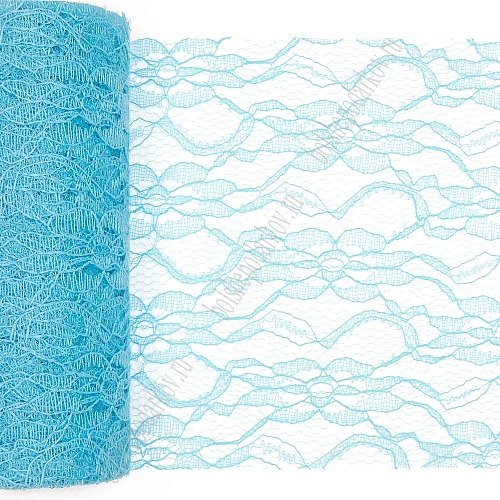 Фатин с узором &amp;quot;Цветы&amp;quot; 15 см*10 ярд (SF-2940) голубой №18