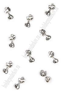 Подвеска металл 0,8*1,7 см &quot;Кошечка&quot; (20 шт) SF-7745, серебро