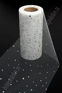 Фатин с пайетками &quot;Горох&quot; 15 см*25 ярд (SF-2939) молочный №16