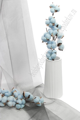 Веточка декоративная 50 см &amp;quot;Хлопок&amp;quot; (SF-1908) голубой