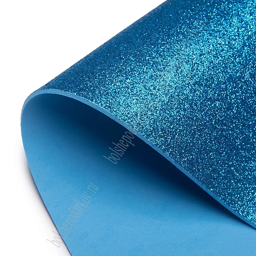 Фоамиран глиттерный 2 мм, 40*60 см Premium (10 листов) SF-3010, голубой №2039