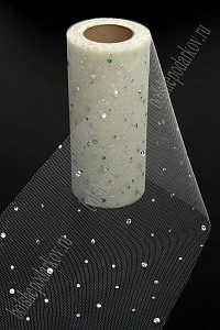 Фатин с пайетками &quot;Горох&quot; 15 см*25 ярд (SF-2939) айвори №33