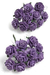 Тайские бумажные цветочки 2 см на веточке &quot;Розочка&quot; (20 шт) R3/185, фиолетовый