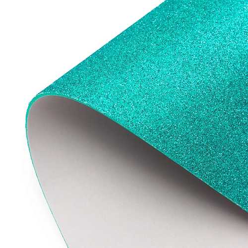 Фоамиран глиттерный самоклеющ. А4 (10 листов) SF-1957, аквамариновый №022