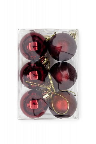 Набор новогодних шаров 4 см (6 шт) SF-7334, бордовый №8