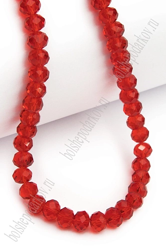 Бусины стеклянные, прозрачные,  на леске &amp;quot;Rondelle&amp;quot; 8 мм (SF-660) красный №91