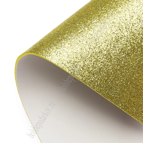 Фоамиран глиттерный самоклеющ. А4 (10 листов) SF-1957, светлое золото №005А