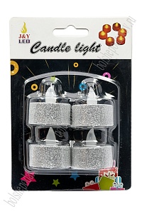 Набор свечей светодиодных на батарейках 3,5*3 см (4 шт) SF-7552, серебро