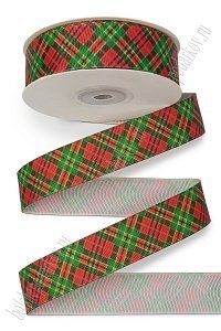 Лента репсовая 2,5 см*25 ярд с рисунком &quot;Клетка&quot; SF-7223, №22