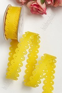 Лента репсовая с ажурными краями, 2 см (SF-3453) желтый №132