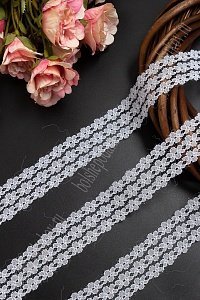Кружево "Цветочки" 2,5 см*300 ярд (SF-3271) белый