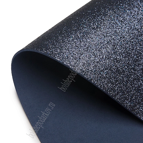 Фоамиран глиттерный 2 мм, 40*60 см Premium (10 листов) SF-3010, темно-синий №2041