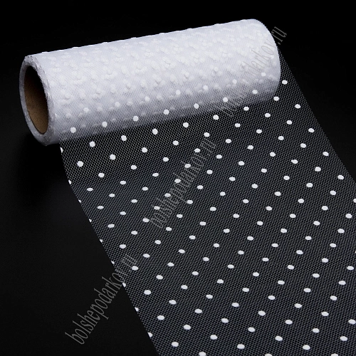 Фатин в горошек 15 см*10 ярд (SF-2941) белый №2