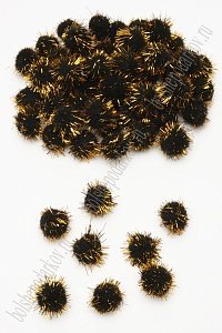 Помпоны с люрексом 20 мм (100 шт) SF-1169, черный