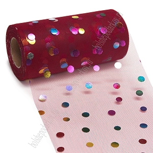 Фатин &quot;Разноцветный горох&quot; 15 см*25 ярд (SF-2951) бордовый