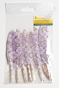 Перья декоративные 15*2,2 см (10 шт) "Цветочек" фиолетовый