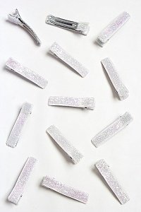 Зажим 5 см, с лентой люрекс (20 шт) SF-5000, белый хамелеон №28