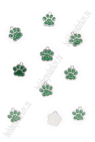 Подвеска металл &amp;quot;Лапка&amp;quot; (10 шт) SF-7343, зеленый