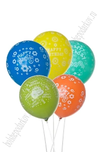 Шарики воздушные 12 дюймов &quot;Happy birthday&quot; (12 шт) SF-7835, №2