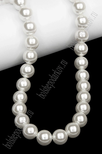 Бусины круглые на нитке 10 мм (SF-8070) жемчуг молочный