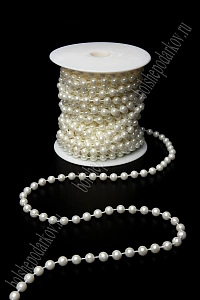 Бусы на нитке 6 мм*10 м (SF-7801) айвори