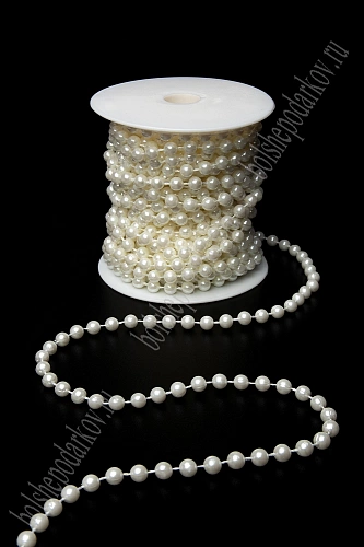 Бусы на нитке 6 мм*10 м (SF-7801) айвори