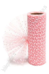 Фатин в горошек 15 см*10 ярд (SF-2941) розовый персик №17