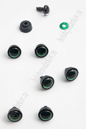 Фурнитура &quot;Глазки для игрушек&quot; 12 мм, с заглушками (20 шт) SF-6093, зеленый №3