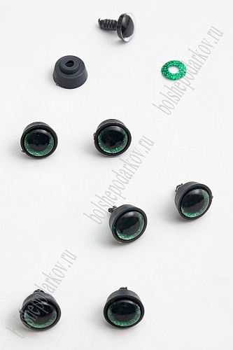 Фурнитура &amp;quot;Глазки для игрушек&amp;quot; 12 мм, с заглушками (20 шт) SF-6093, зеленый №3