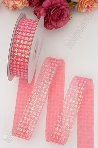 Лента с блестками 2,5 см*10 ярд (SF-5189) коралловый №129