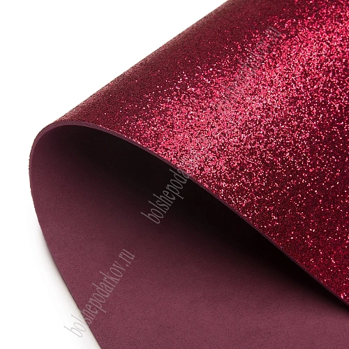 Фоамиран глиттерный 2 мм, 40*60 см Premium (10 листов) SF-3010, бордовый №2003