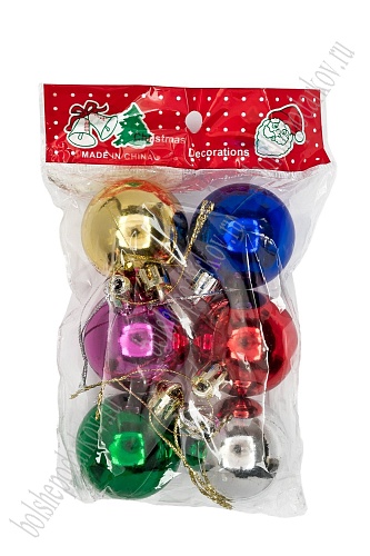 Набор новогодних шаров 4 см (6 шт) SF-1691, микс №12