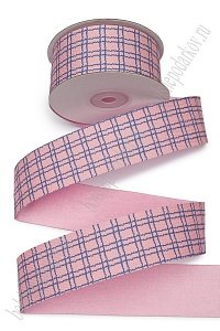Лента тканевая двусторонняя &quot;Клетка&quot; 3,8 см*10 ярд (SF-7537) розовый №3